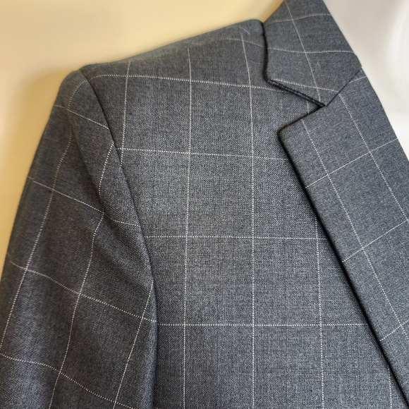 BOSS CLUB Wool Blend Mens Suit Set Jacket Pants Slim Fit Formal Wear 48 (Medium) - Picture 7 of 15